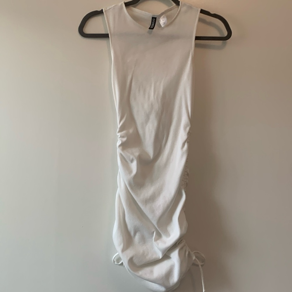 Scrunch white mini dress